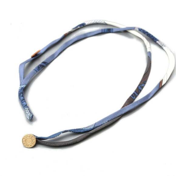 Hermes Choker Bangle Serie HERMES Necklace Bracelet Petit h Silk Blue Multi W...